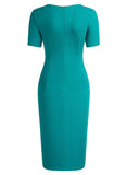 Ruffle Draped Cocktail Knee Dress - Aisize - New Vintage Simplified Design