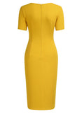 Ruffle Draped Cocktail Knee Dress - Aisize - New Vintage Simplified Design