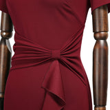 Ruffle Draped Cocktail Knee Dress - Aisize - New Vintage Simplified Design