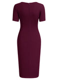 Ruffle Draped Cocktail Knee Dress - Aisize - New Vintage Simplified Design