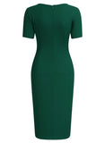 Ruffle Draped Cocktail Knee Dress - Aisize - New Vintage Simplified Design