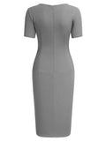 Ruffle Draped Cocktail Knee Dress - Aisize - New Vintage Simplified Design