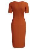 Ruffle Draped Cocktail Knee Dress - Aisize - New Vintage Simplified Design