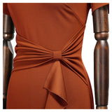 Ruffle Draped Cocktail Knee Dress - Aisize - New Vintage Simplified Design