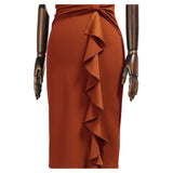 Ruffle Draped Cocktail Knee Dress - Aisize - New Vintage Simplified Design