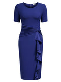 Ruffle Draped Cocktail Knee Dress
