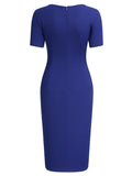 Ruffle Draped Cocktail Knee Dress