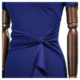 Ruffle Draped Cocktail Knee Dress