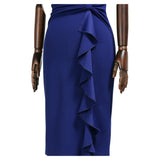 Ruffle Draped Cocktail Knee Dress