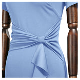Ruffle Draped Cocktail Knee Dress