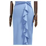 Ruffle Draped Cocktail Knee Dress