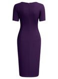 Ruffle Draped Cocktail Knee Dress - Aisize - New Vintage Simplified Design