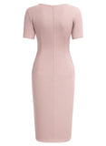 Ruffle Draped Cocktail Knee Dress - Aisize - New Vintage Simplified Design
