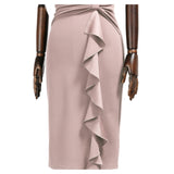 Ruffle Draped Cocktail Knee Dress - Aisize - New Vintage Simplified Design