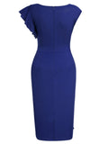 Ruffle Cap Sleeves Pencil Dress - Aisize - New Vintage Simplified Design