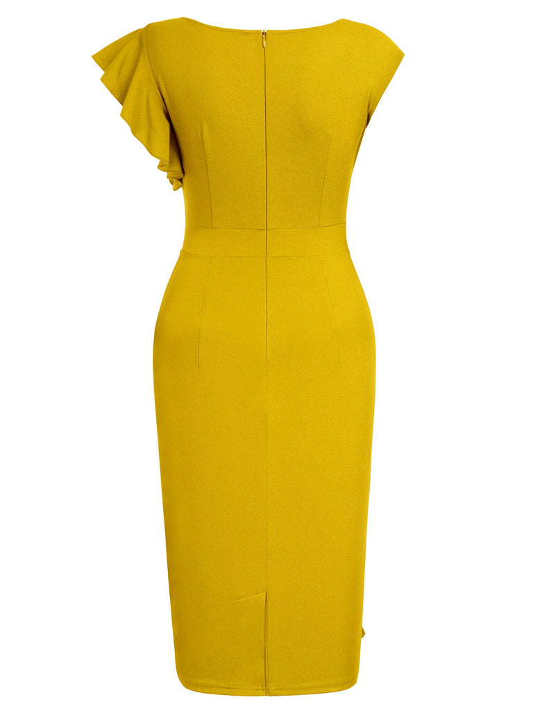 Ruffle Cap Sleeves Pencil Dress Aisize Ruffle Cap Sleeves Pencil Dress Aisize