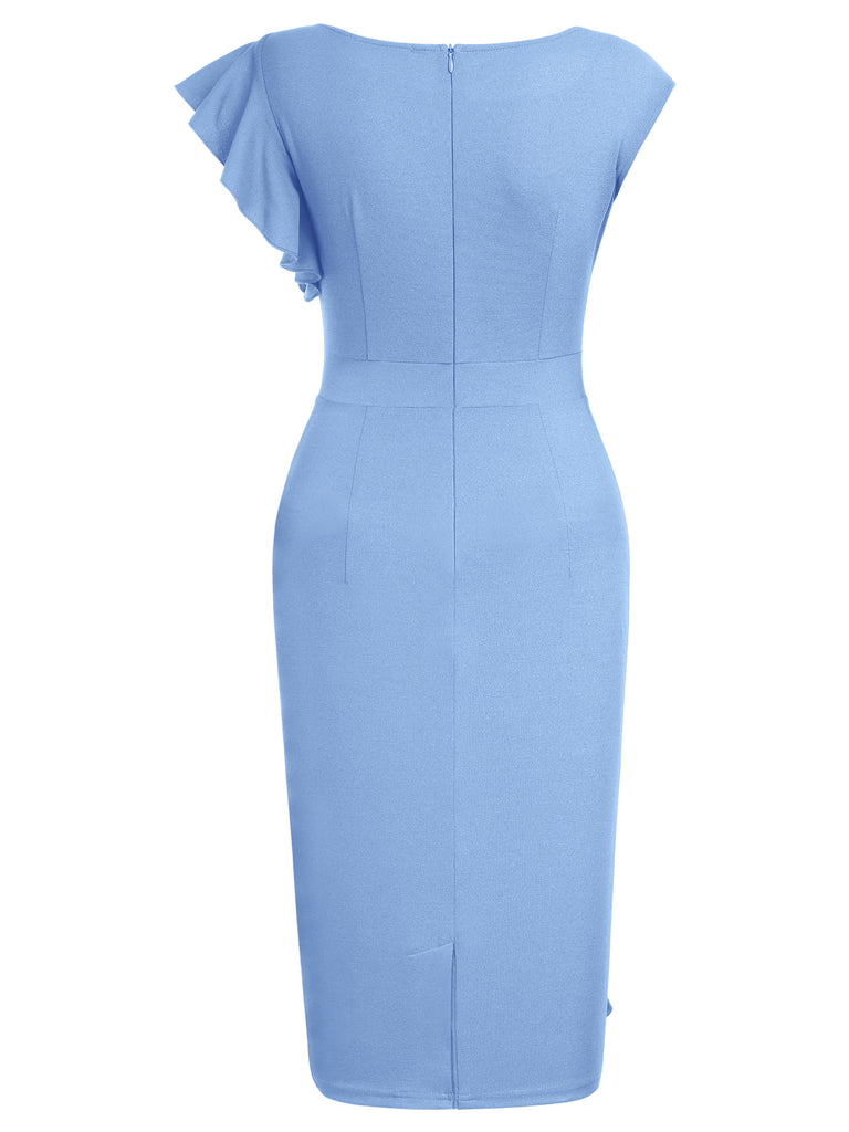 Ruffle Cap Sleeves Pencil Dress Aisize Ruffle Cap Sleeves Pencil Dress Aisize