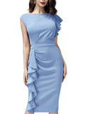 Ruffle Cap Sleeves Pencil Dress