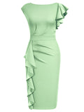 Ruffle Cap Sleeves Pencil Dress