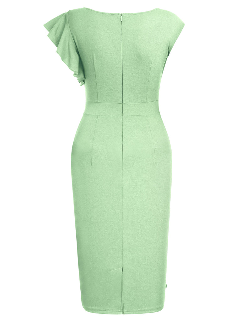 Ruffle Cap Sleeves Pencil Dress Aisize Ruffle Cap Sleeves Pencil Dress Aisize