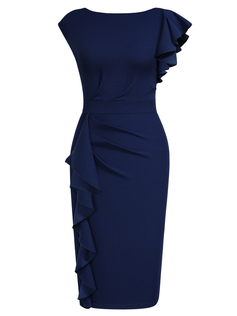 Ruffle Cap Sleeves Pencil Dress Aisize Ruffle Cap Sleeves Pencil Dress Aisize