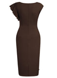 Ruffle Cap Sleeves Pencil Dress - Aisize - New Vintage Simplified Design