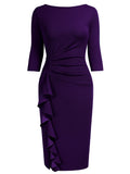 Ruffle Elegant Business Pencil Dress - Aisize - New Vintage Simplified Design