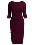 Ruffle Elegant Business Pencil Dress - Aisize - New Vintage Simplified Design