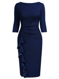 Ruffle Elegant Business Pencil Dress - Aisize - New Vintage Simplified Design