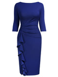 Ruffle Elegant Business Pencil Dress - Aisize - New Vintage Simplified Design