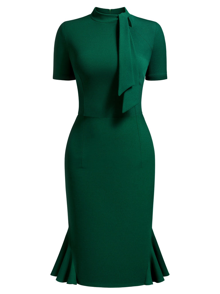 Tie Neck Ruffle Cocktail Aisize Tie Neck Ruffle Cocktail Aisize