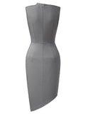 Sleeveless Pleated Pencil Dress - Aisize - New Vintage Simplified Design