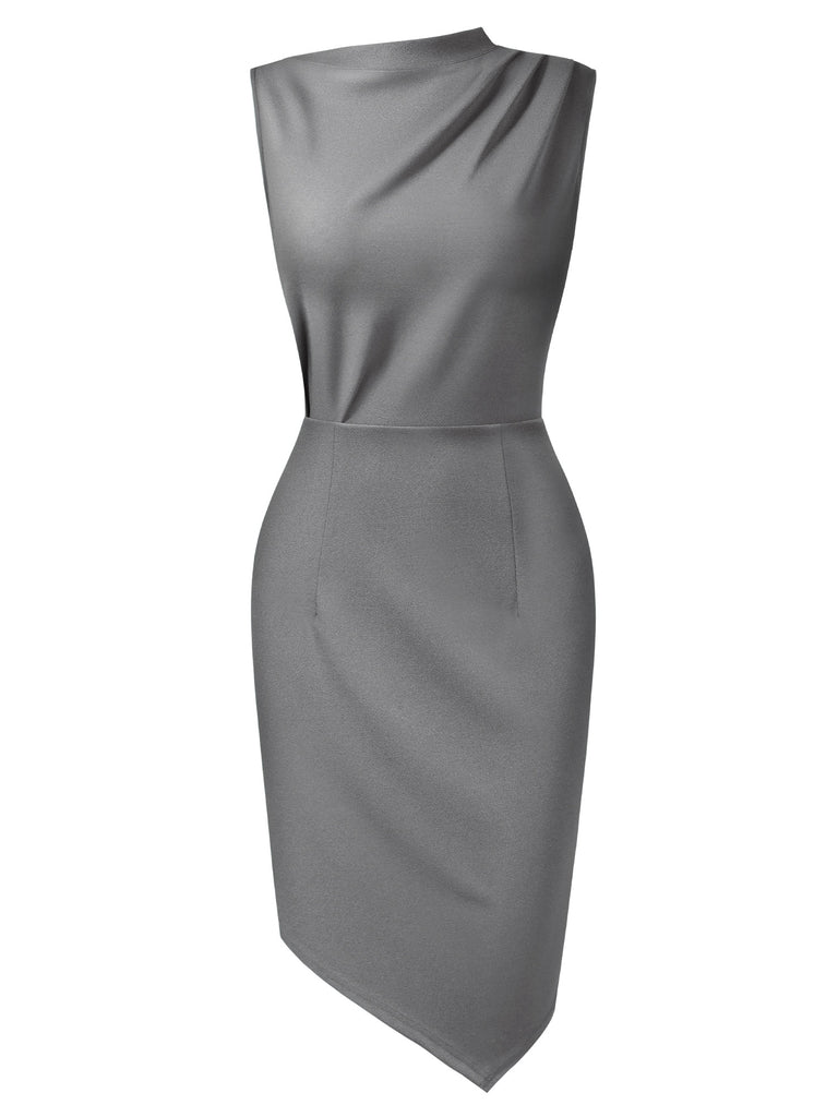pencil dress grey Grey and black pure silk ruched off the shoulder dress pencil dress