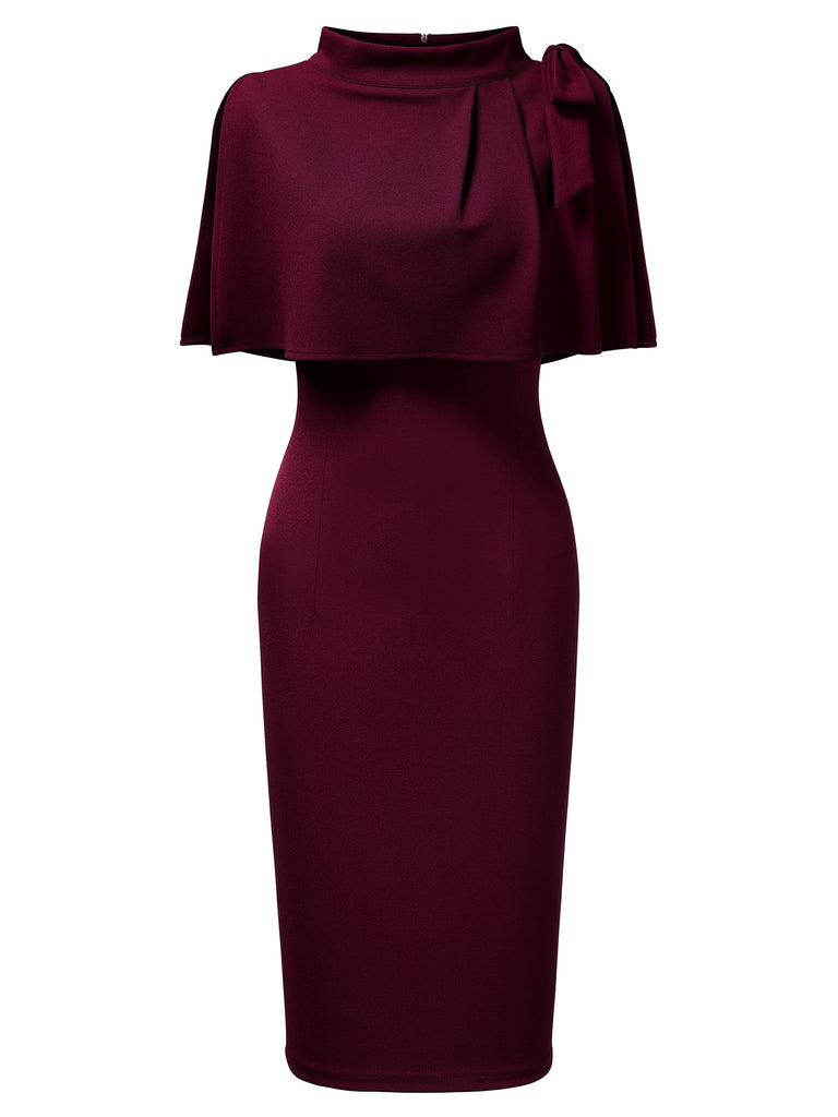 Retro Cape Mid-neck Dress - Aisize - New Vintage Simplified Design