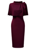 Retro Cape Mid-neck Dress - Aisize - New Vintage Simplified Design