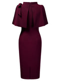 Retro Cape Mid-neck Dress - Aisize - New Vintage Simplified Design