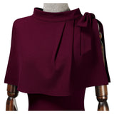 Retro Cape Mid-neck Dress - Aisize - New Vintage Simplified Design