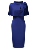 Retro Cape Mid-neck Dress - Aisize - New Vintage Simplified Design