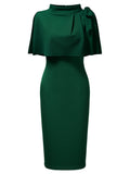 Retro Cape Mid-neck Dress - Aisize - New Vintage Simplified Design