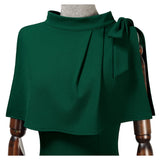 Retro Cape Mid-neck Dress - Aisize - New Vintage Simplified Design