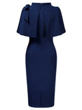 Retro Cape Mid-neck Dress - Aisize - New Vintage Simplified Design