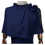 Retro Cape Mid-neck Dress - Aisize - New Vintage Simplified Design