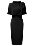 Retro Cape Mid-neck Dress - Aisize - New Vintage Simplified Design