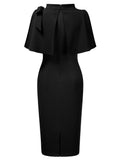 Retro Cape Mid-neck Dress - Aisize - New Vintage Simplified Design