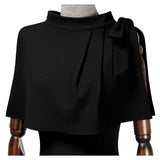 Retro Cape Mid-neck Dress - Aisize - New Vintage Simplified Design