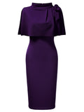 Retro Cape Mid-Neck Dress