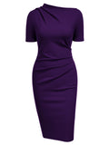 Half Collar Ruched Bodycon Cocktail Dress