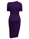 Half Collar Ruched Bodycon Cocktail Dress