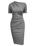 Half Collar Ruched Bodycon Cocktail Dress