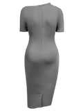 Half Collar Ruched Bodycon Cocktail Dress